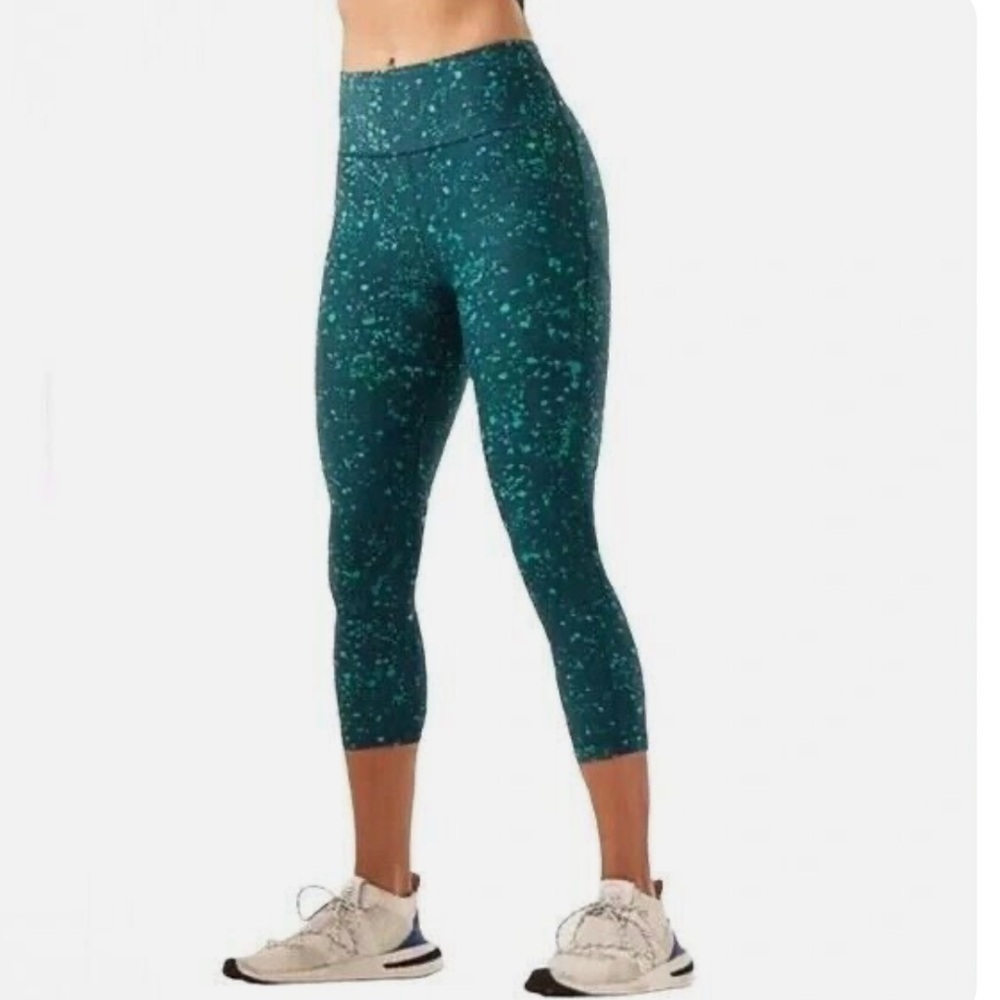 Athleta Ultimate Stash Pocket Splat Capri Ocean Teal Pull On Leggings